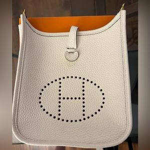 Evelyne Amazone 16 Nata/White/Blanc Taurillon Leather Cross Body Bag NO STRAP